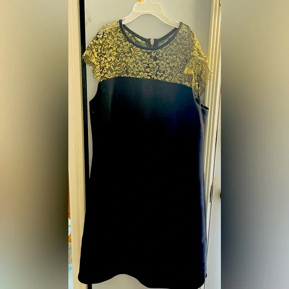 slim fit dress slacks Ted Baker Elsiie Black Gold Star Midi Dress main image 1